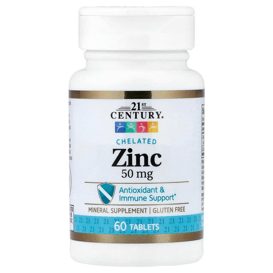 21st Century Chelated Zinc 50mg 60 Tablets