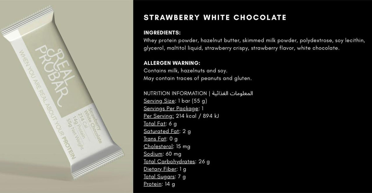 Real ProBar Strawberry White Chocolate nutrition facts