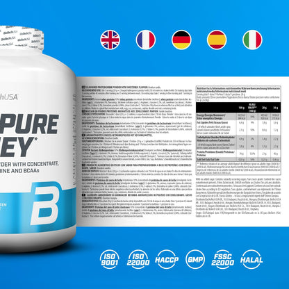 Nutrition facts for BioTechUSA 100% Pure Whey 5LBS - Bourbon Vanilla