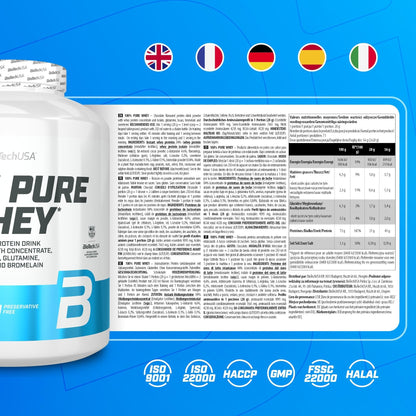 Nutrition facts for BioTechUSA 100% Pure Whey 5LBS - Chocolate