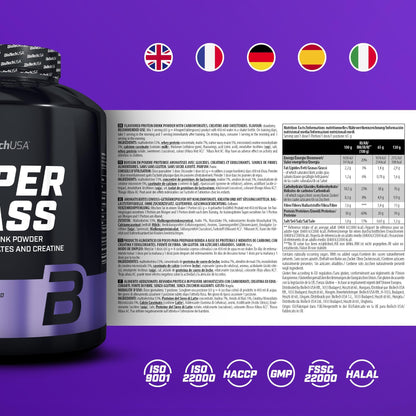 Nutrition facts for BioTechUSA Hyper Mass 4KG - Strawberry