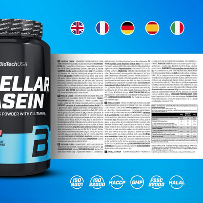 Nutrition facts for BioTechUSA Micellar Casein 908G - Strawberry