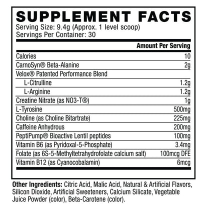 Nutrition facts for Cellucor C4 ORIGINAL Preworkout - Pink Lemonade