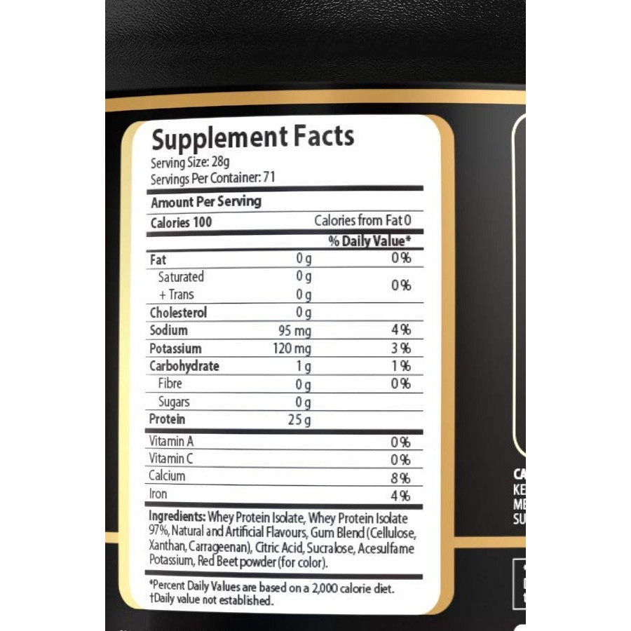 Nutrition facts for Challenger Nutrition Whey Isolate - Strawberry
