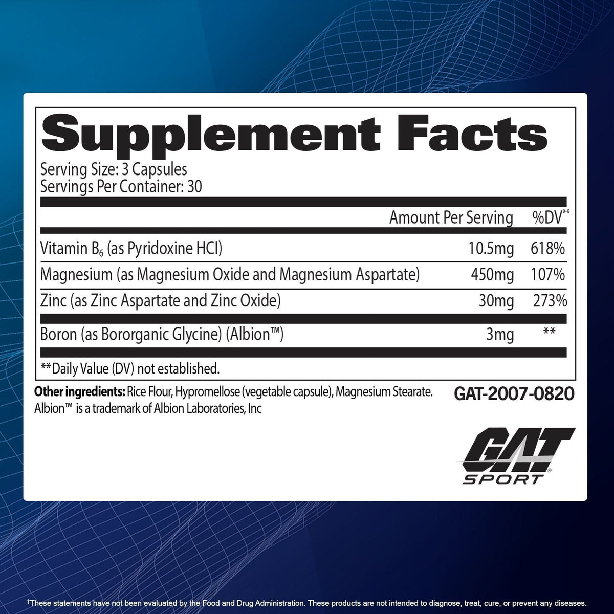 GAT Sport ZMAG-T 90 Veg Capsules: supplement facts