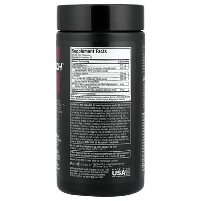 MuscleTech Hydroxycut Hardcore Elite 110 Capsules: back label