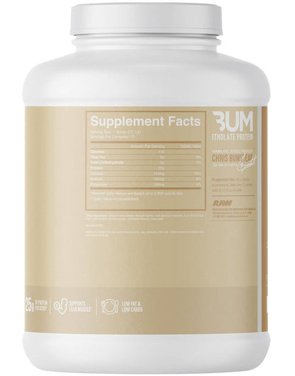 Nutrition facts for RAW CBUM Itholate Protein 5LBS - Vanilla Oatmeal Cookie