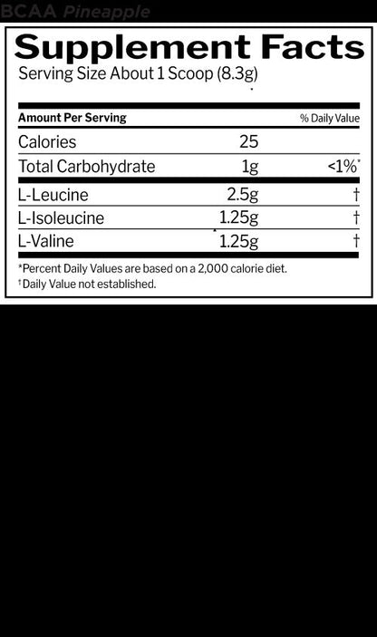 Nutrition facts for Rule 1 R1 BCAA - Pineapple